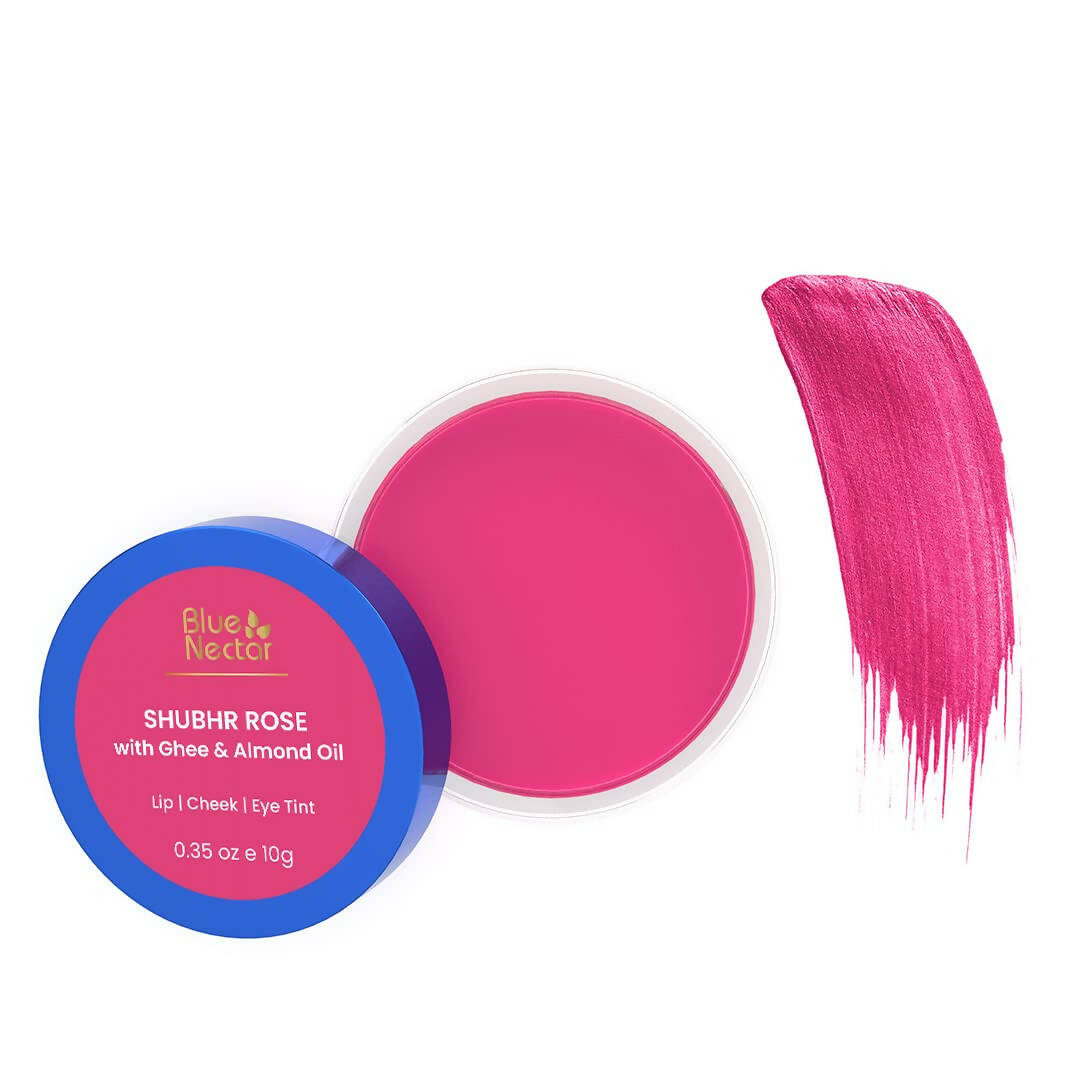 Blue Nectar Shubhr Rose Lip, Cheek & Eye Tint with Ghee & Almond Oil TrueCure