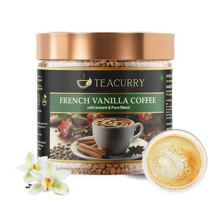 Teacurry French Vanilla Instant Coffee Powder - Arabica Freeze Dried Coffee for Instant Hot & Cold Coffee