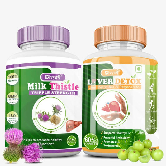 Divya Shree Liver Detox & Milk Thistle Capsule Combo 