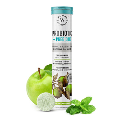 Wellbeing Nutrition Probiotic + Prebiotic Effervescent Tablets-Green Apple & Mint Flavor TrueCure