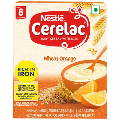 Nestle Cerelac Baby Cereal with Milk, Wheat Orange  From 8 To 24 Months