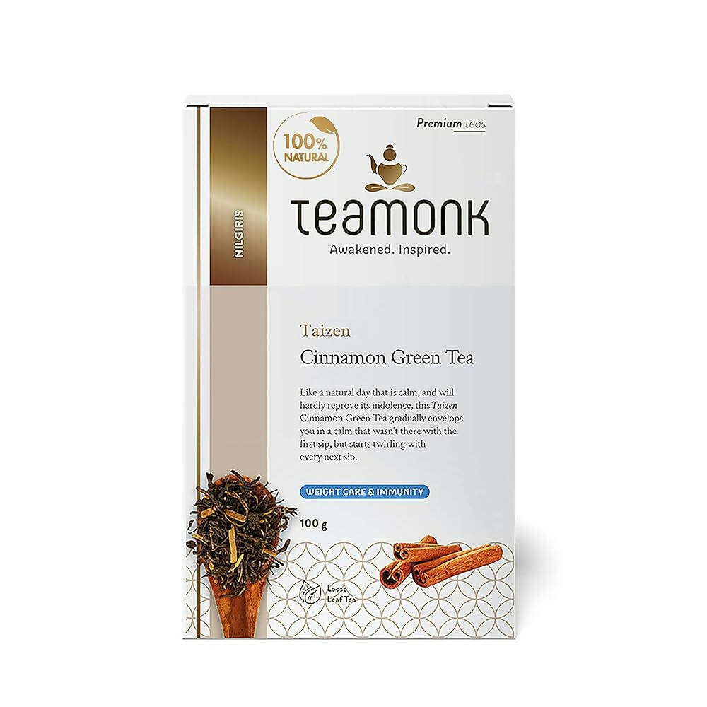 Teamonk Nilgiris Taizen Cinnamon Green Tea Leaves (50 Cups) - BUDNE