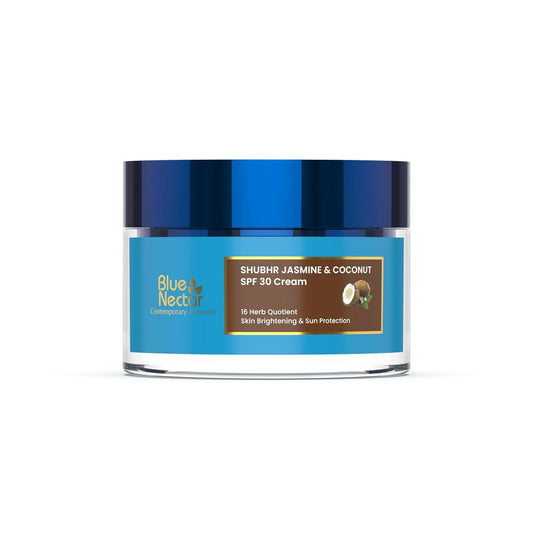 Blue Nectar Shubhr Jasmine & Coconut SPF 30 Sunscreen Face Cream for Plant Based Sun Protection   