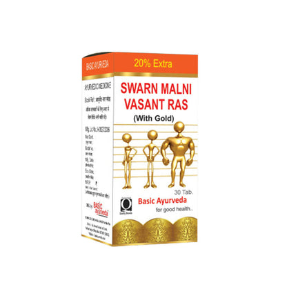 Basic Ayurveda Swarn Malni Vasant Ras (With Gold) Tablets