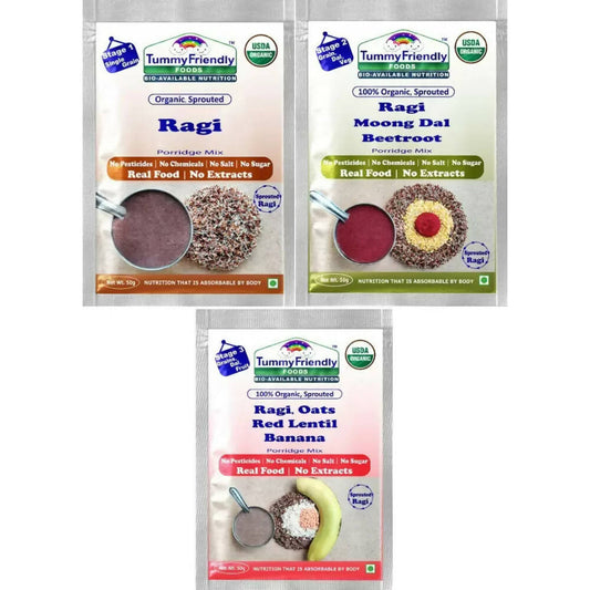 TummyFriendly Foods Certified Ragi Porridge Mixes Stage1, Stage2, Stage3, Australia, Canada 