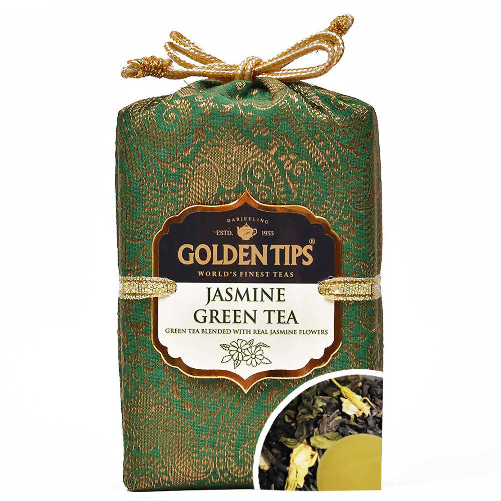 Golden Tips Jasmine Green Tea Royal Brocade Cloth Bag TrueCure