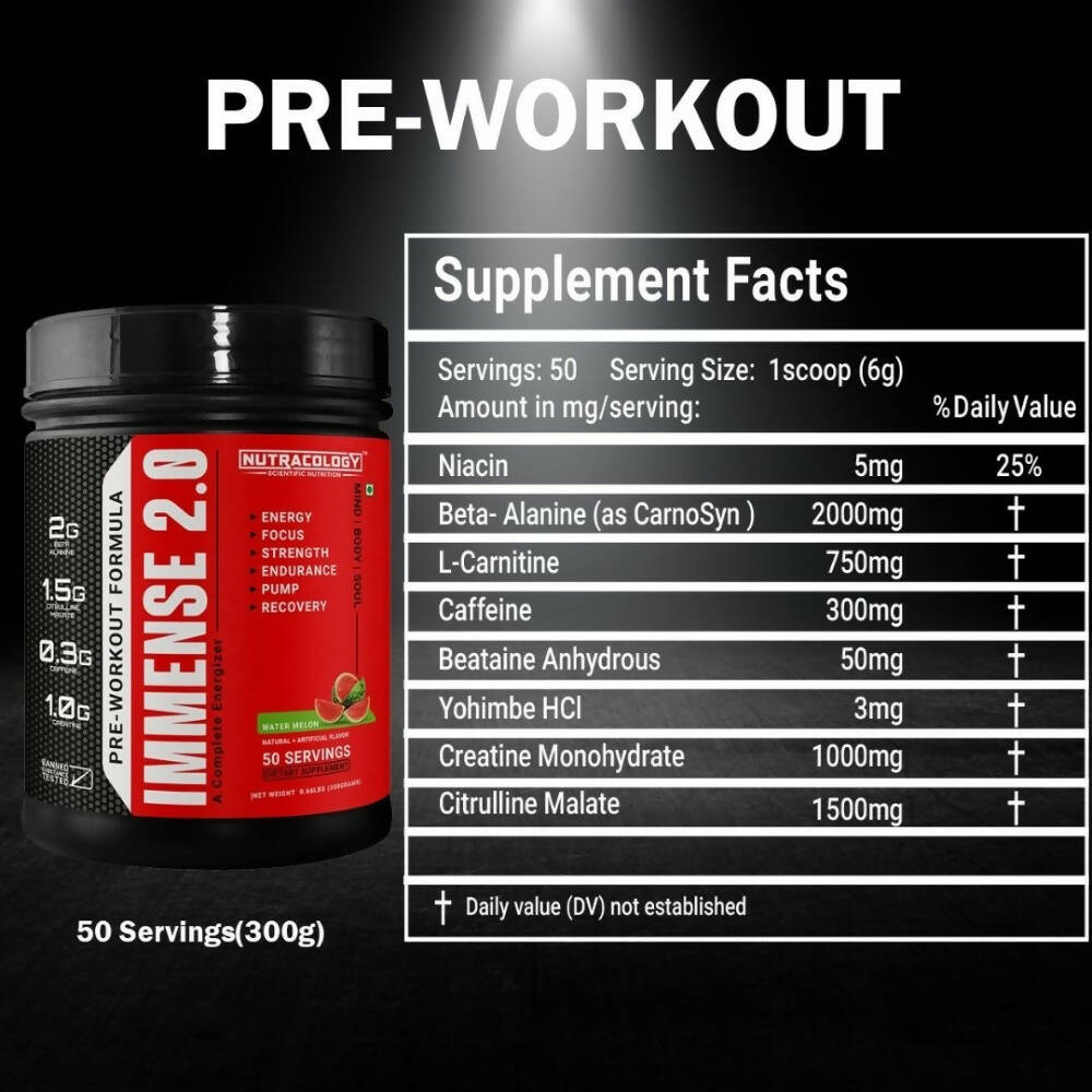 Nutracology Immense 2.0 Pre-Workout For Performance Strength & Energy Boost