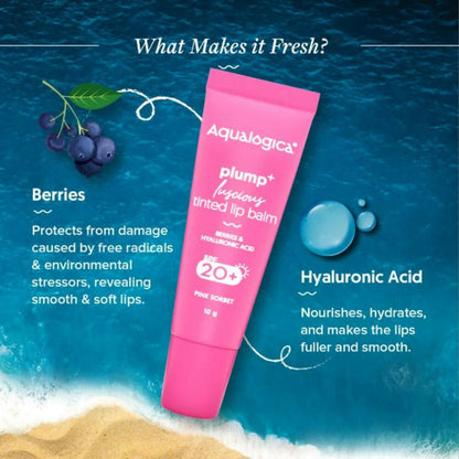 Aqualogica Pink Sorbet Plump+ Luscious Tinted Lip Balm with Berries and Hyaluronic Acid