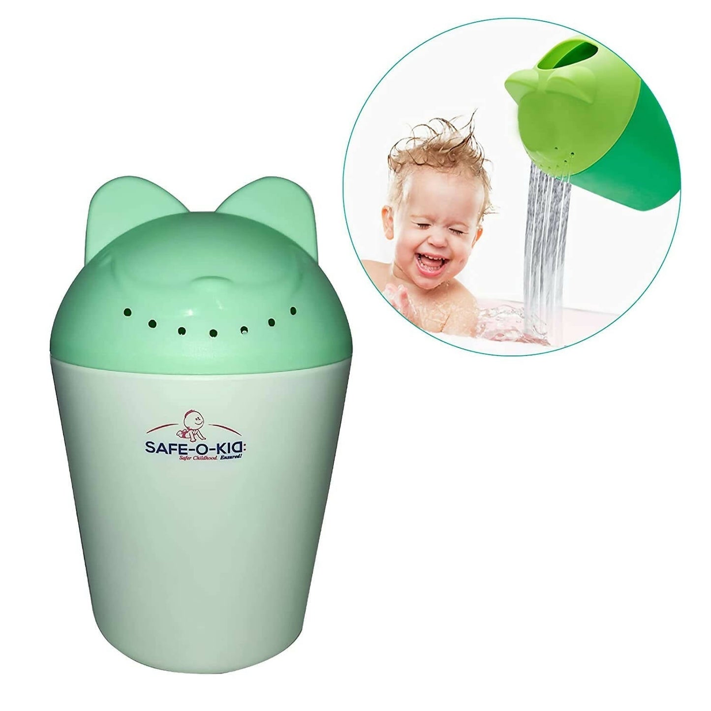 Safe-O-Kid Hair Washing Mug, Baby Shampoo Cup, Baby Shower, Baby Bath Rainer, Green, Australia, Canada 