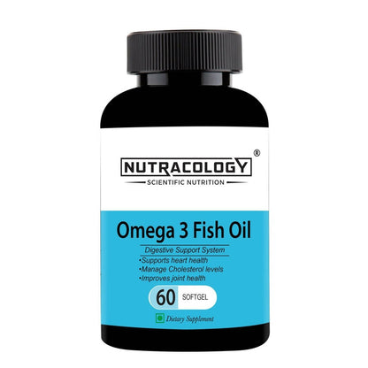 Nutracology Omega 3 Fish Oil 1000mg Capsules with Fish oil EPA + DHA Enriched Sofgels TrueCure