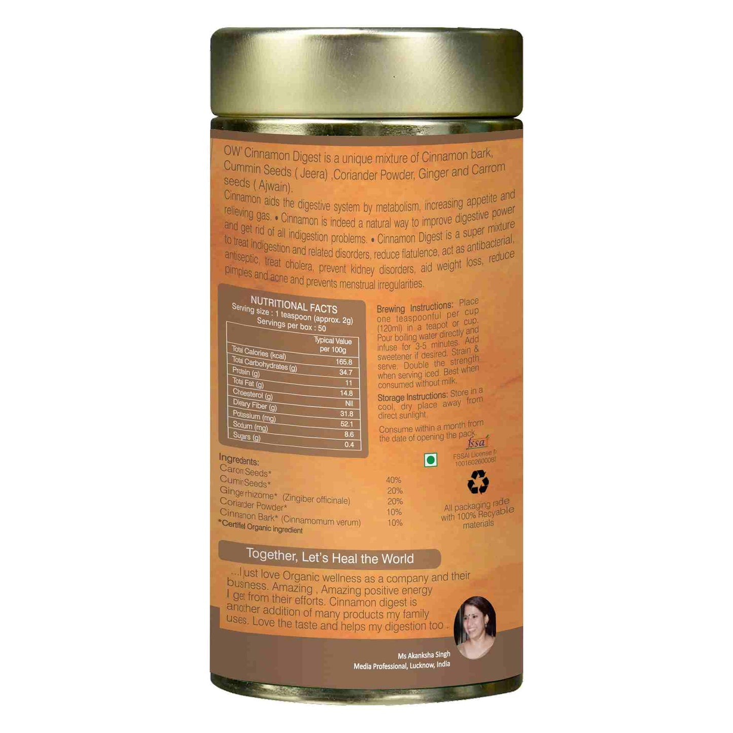 Organic Wellness Cinnamon Digest Leaf Tea Tin Pack