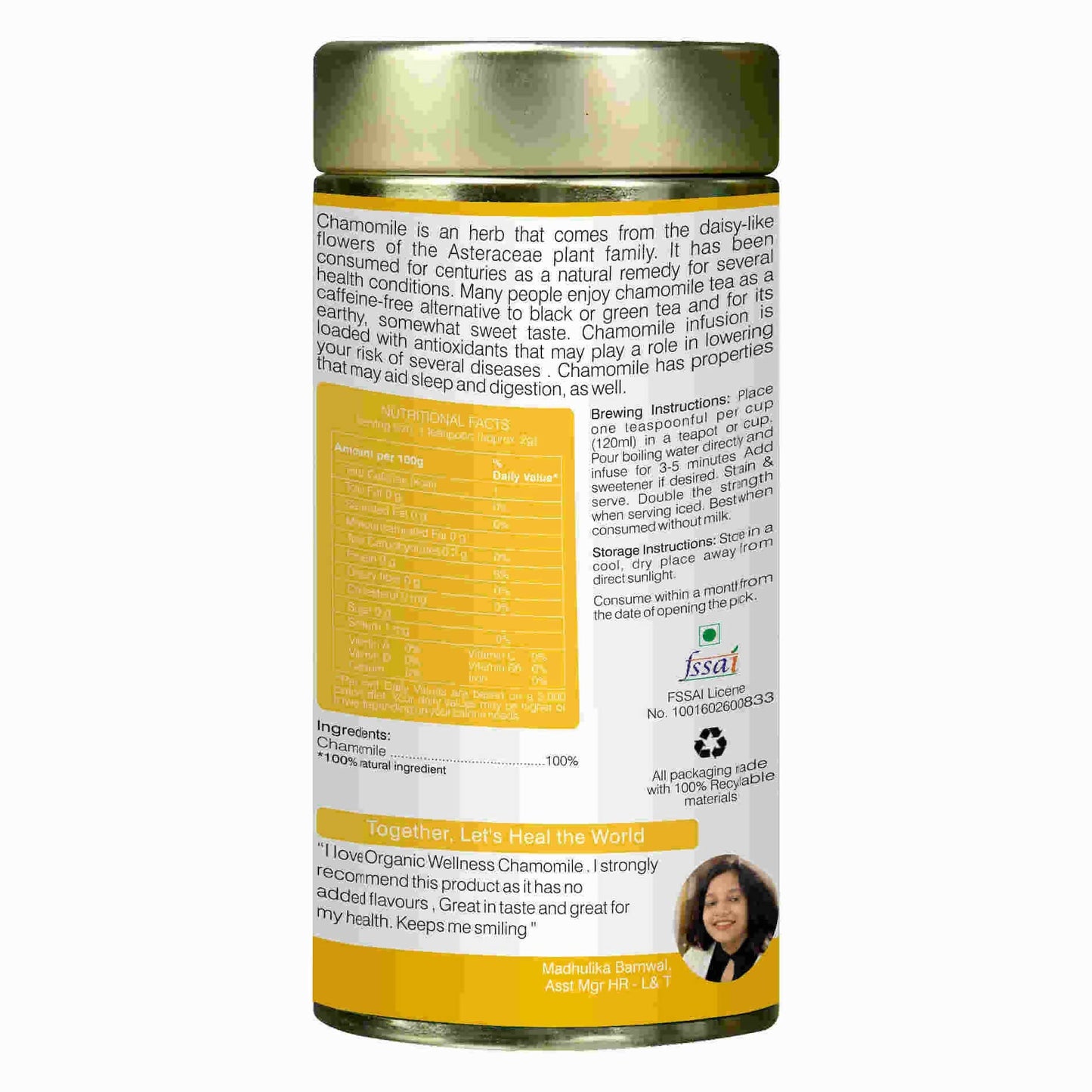 Organic Wellness Blossom Chamomile Tin Pack