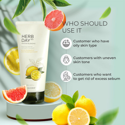 The Face Shop Herb Day 365 Master Blending Foaming Cleanser- Lemon & Grapefruit