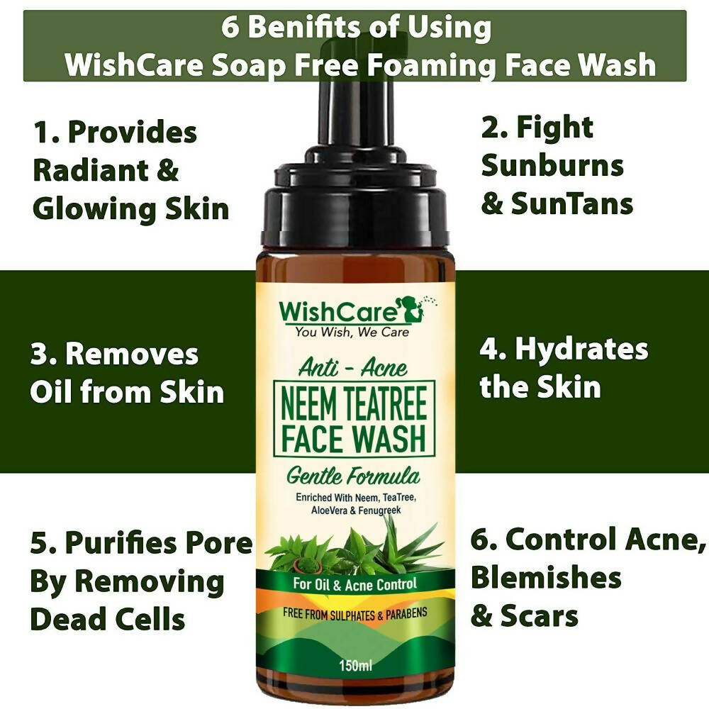 Wishcare Anti Acne Neem TeaTree Foaming Face Wash - Drmedicart