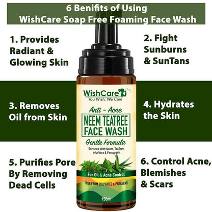 Wishcare Anti Acne Neem TeaTree Foaming Face Wash - Drmedicart