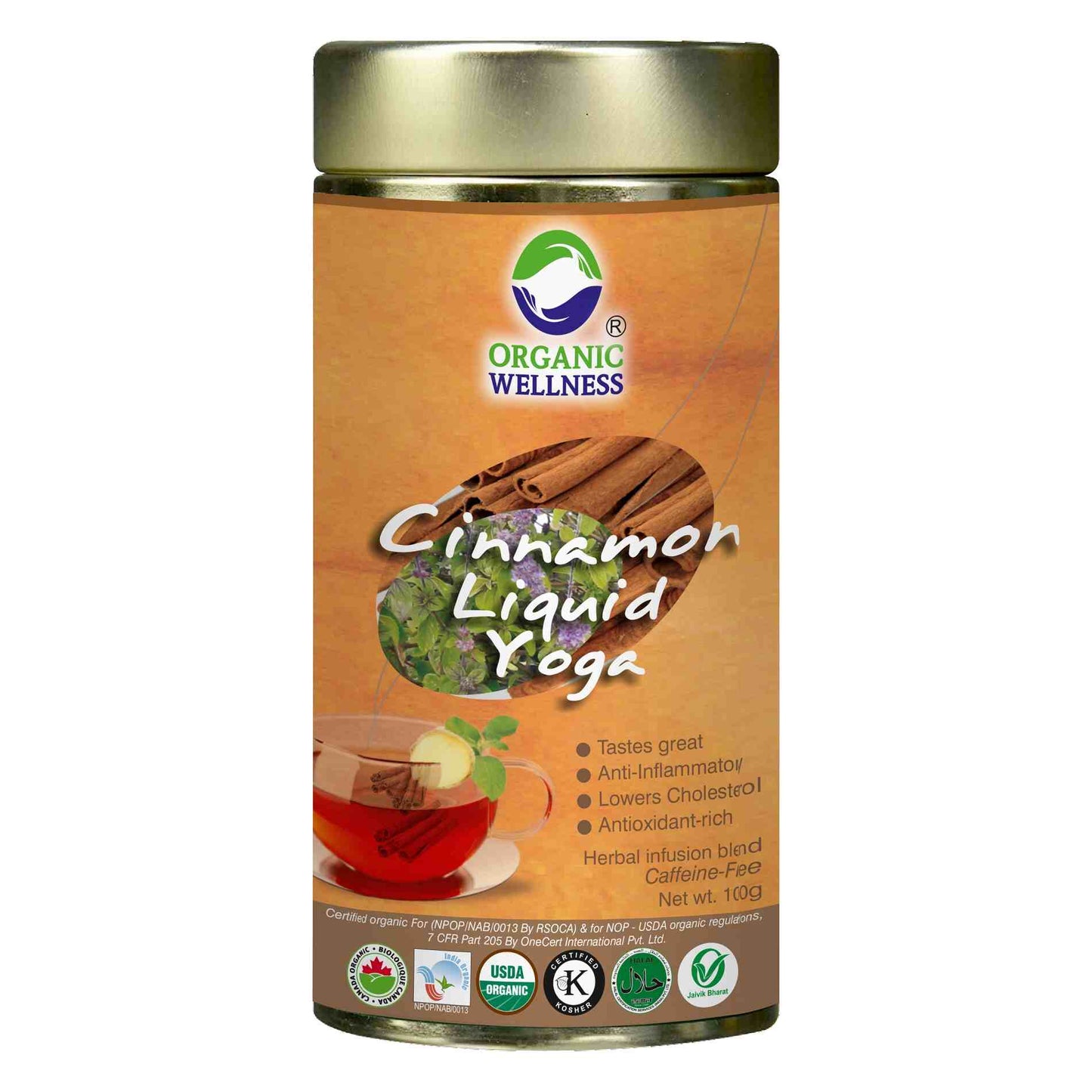 Organic Wellness Cinnamon Liquid Yoga Leaf Tea Tin Pack