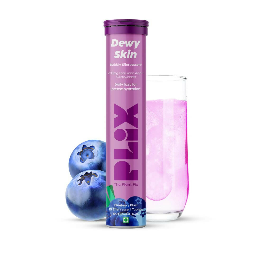 PLIX The Plant Fix Dewy Skin Hyaluronic Acid Effervescent Tablets For Radiant Skin Blueberry TrueCure