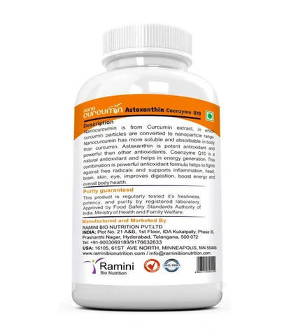 Ramini Bio Nutrition Nano Curcumin With Astaxanthin Veg Capsules