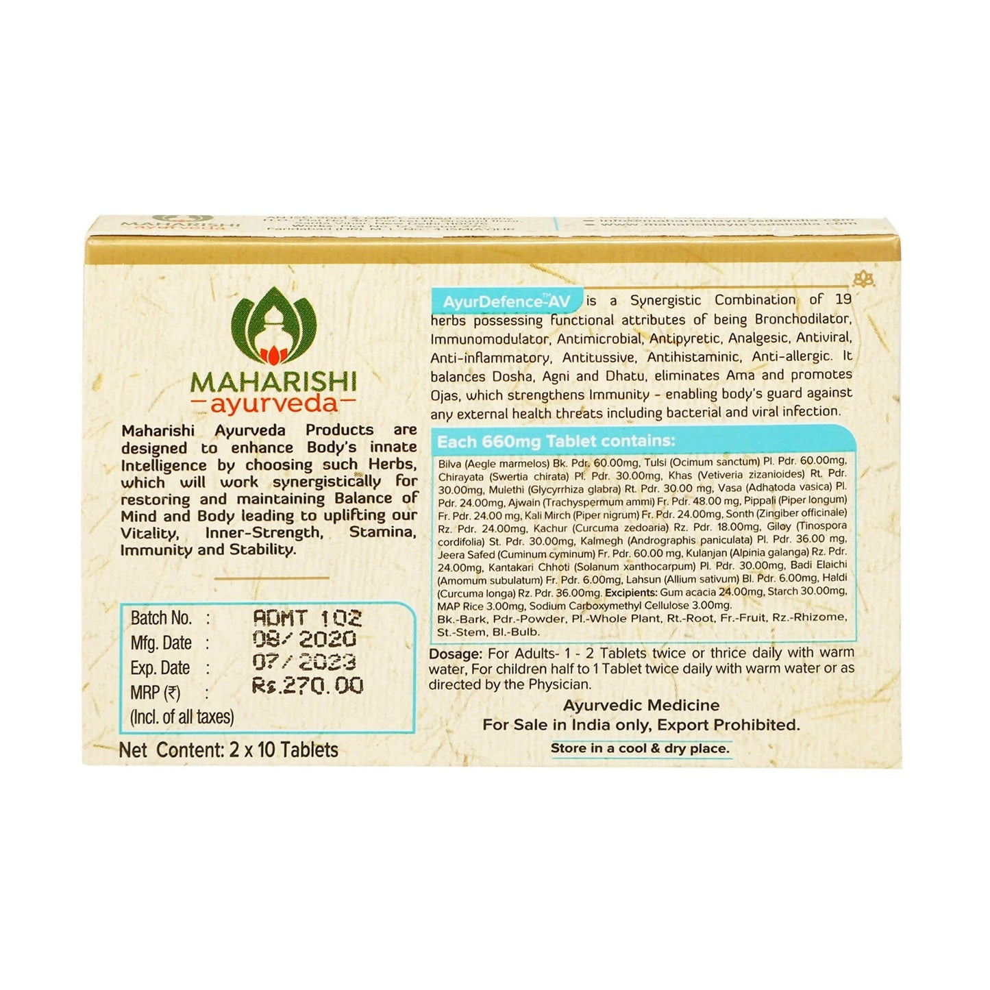 Maharishi Ayurveda AyurDefence-AV Tablets