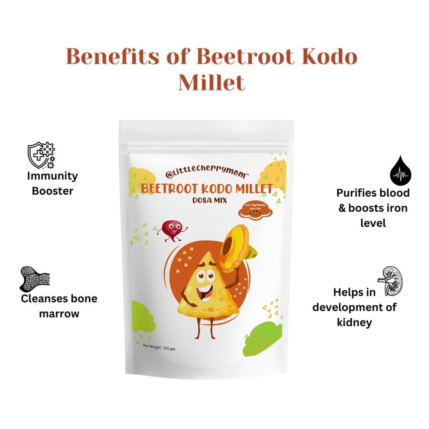 Littlecherrymom Beetroot Kodo Millet Instant Dosa