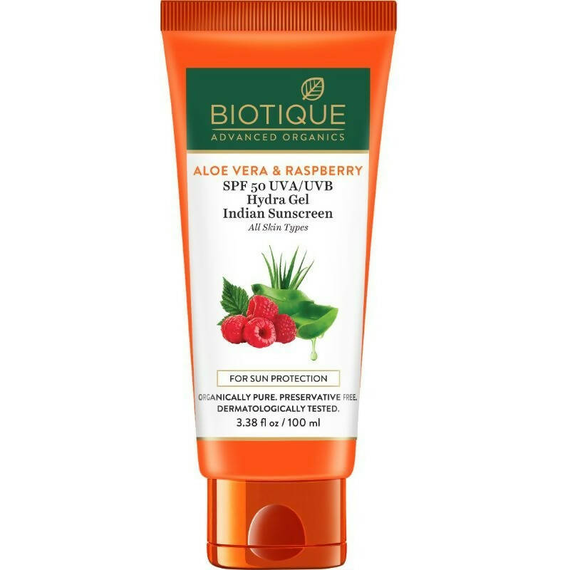 Biotique Advanced Ayurveda Aloe Vera & Raspberry SPF 50 Hydra Gel Sunscreen TrueCure