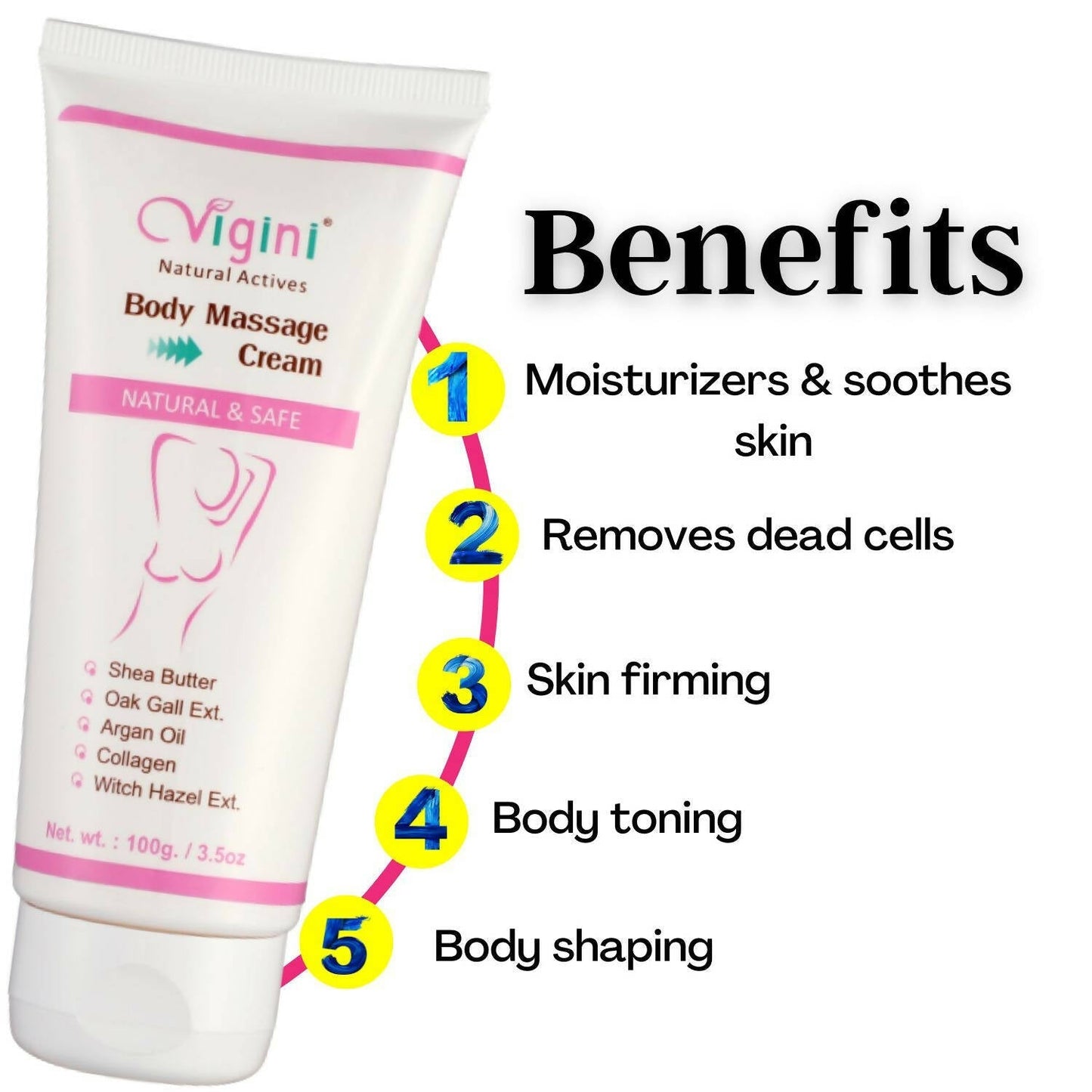 Vigini Natural Actives Bust Breast Body Toner Firming Massage Oil Cream