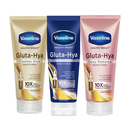 Vaseline Gluta Hya Serum-in-Lotion Dewy Radiance, Overnight Radiance & Flawless Glow Combo   