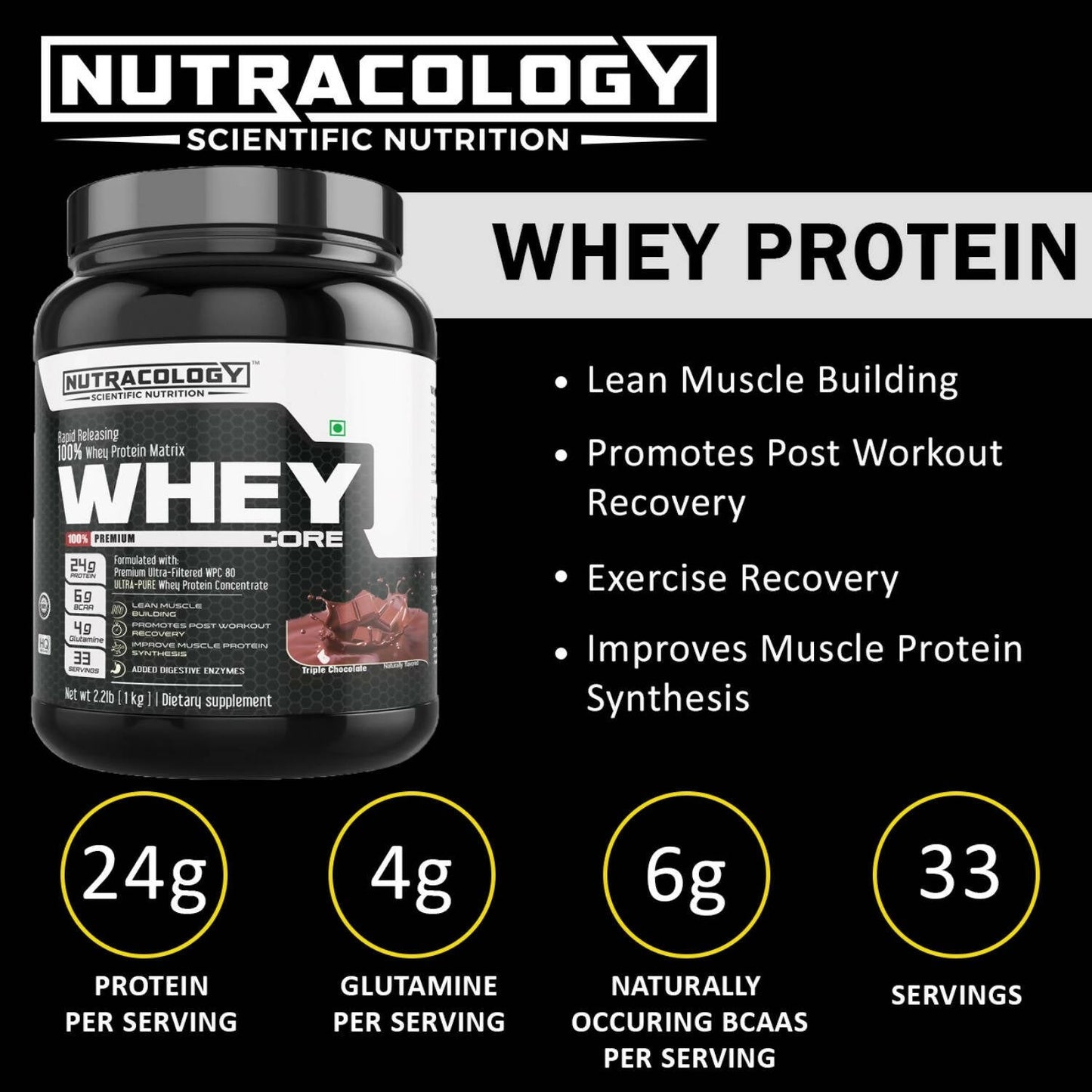 Nutracology Whey Core Whey Protein For Muscle Strength & Stamina