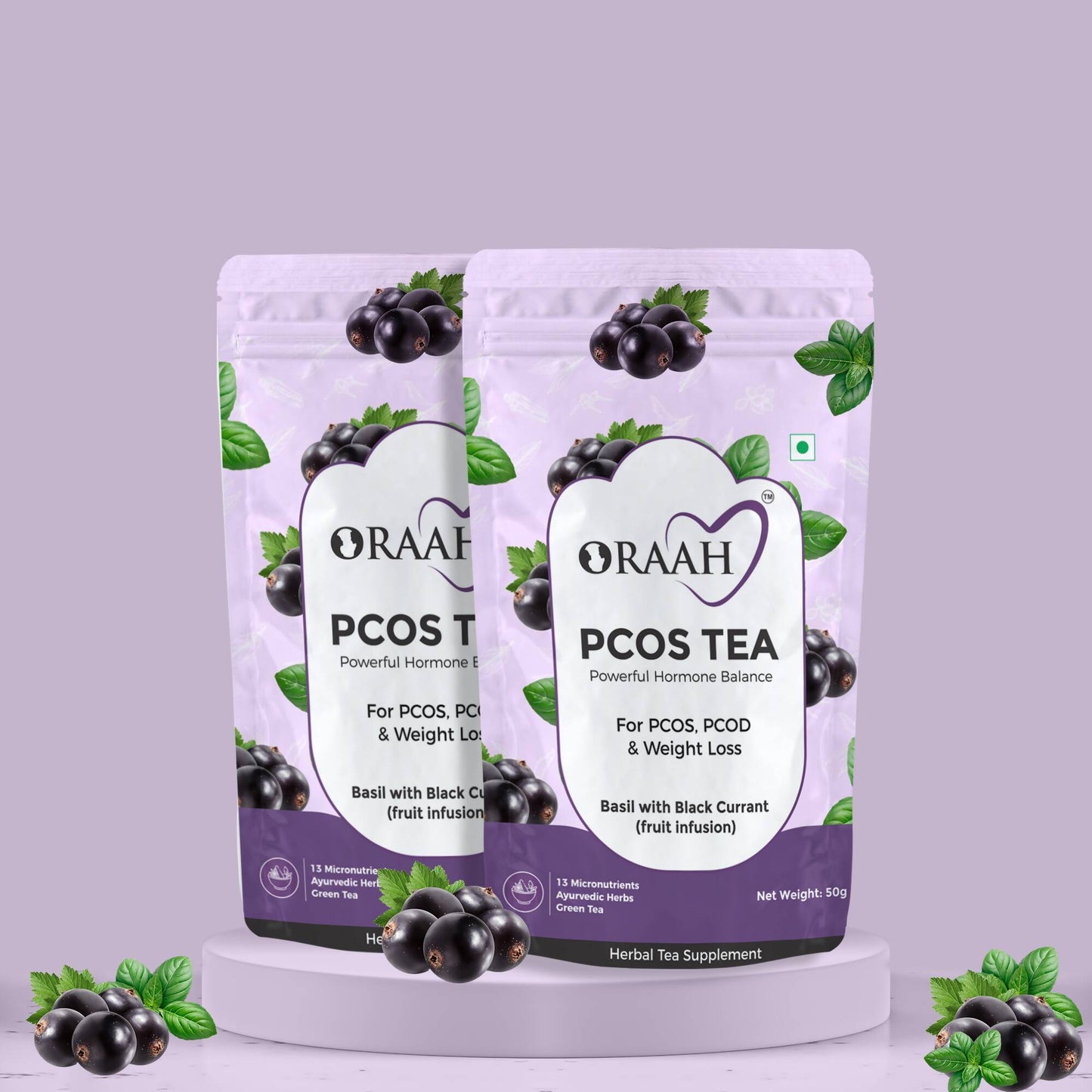 Oraah PCOS PCOD Basil with Black Currant Tea TrueCure