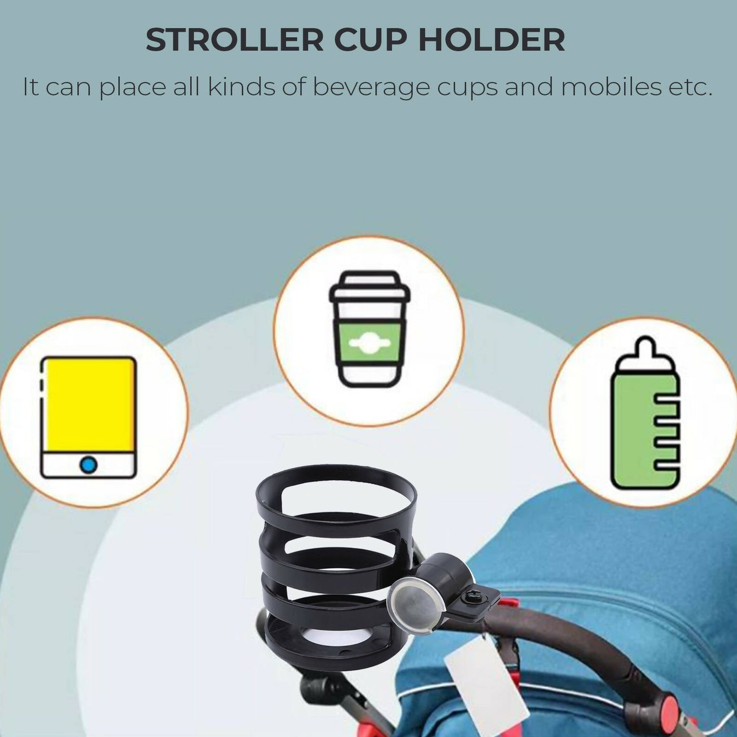 Safe-O-Kid Universal Stroller & Pram cup or Mug holder for kids- Pink