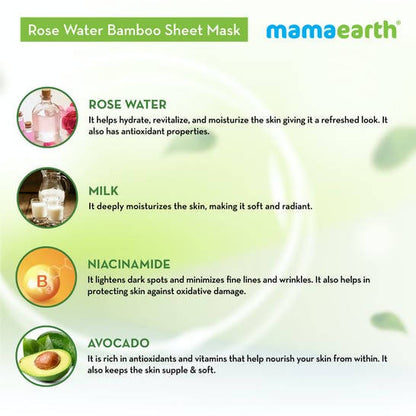 Mamaearth Rose Water Bamboo Sheet Mask with Rose Water & Milk