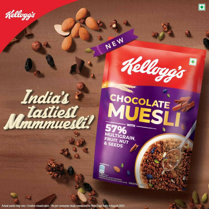 New Kellogg's Chocolate Muesli 57% Multigrain, Fruit, Nut & Seeds