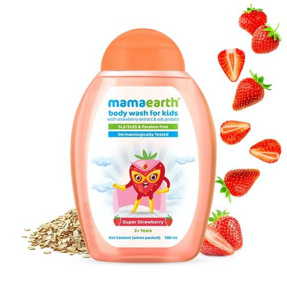 Mamaearth Super Strawberry Body Wash for Kids with Strawberry & Oat Protein