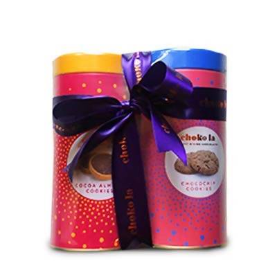 Choko La Egg less Cookies Gifting Hamper Cocoa Almond, Chocochip Tin Set