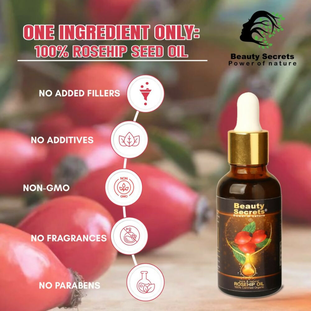 Beauty Secrets Certified Organic Rosehip Oil for Face and Body