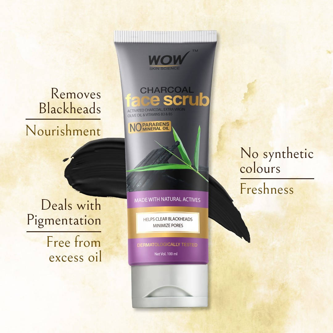 Wow Skin Science Activated Charcoal Face Scrub - Drmedicart