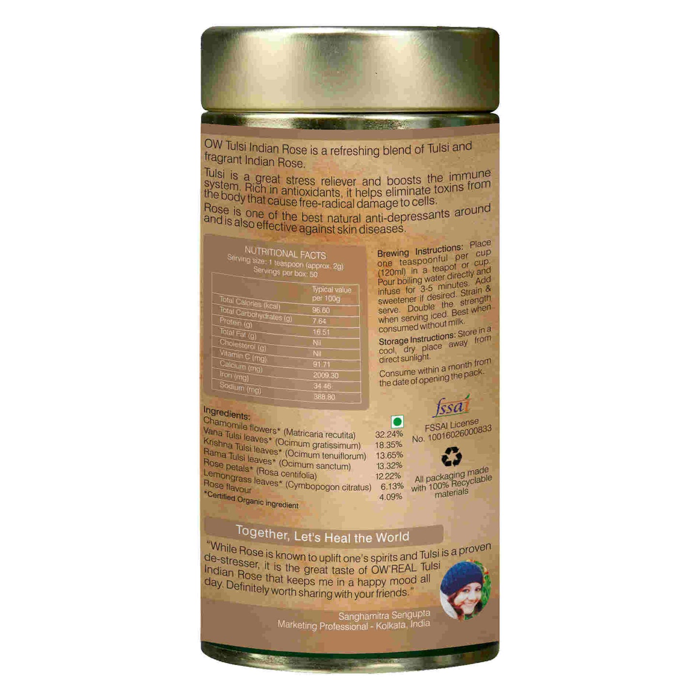 Organic Wellness Tulsi Indian Rose Tin Pack