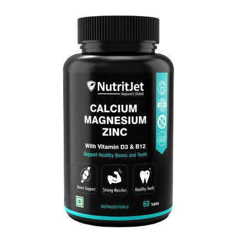 NutritJet Calcium Magnesium Zinc with Vitamin D3 & B12 Veg Tablets TrueCure