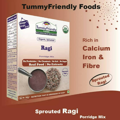 TummyFriendly Foods Organic Sprouted Ragi and Organic Sprouted Ragi, Moong Dal, Beetroot Porridge Mixes Combo