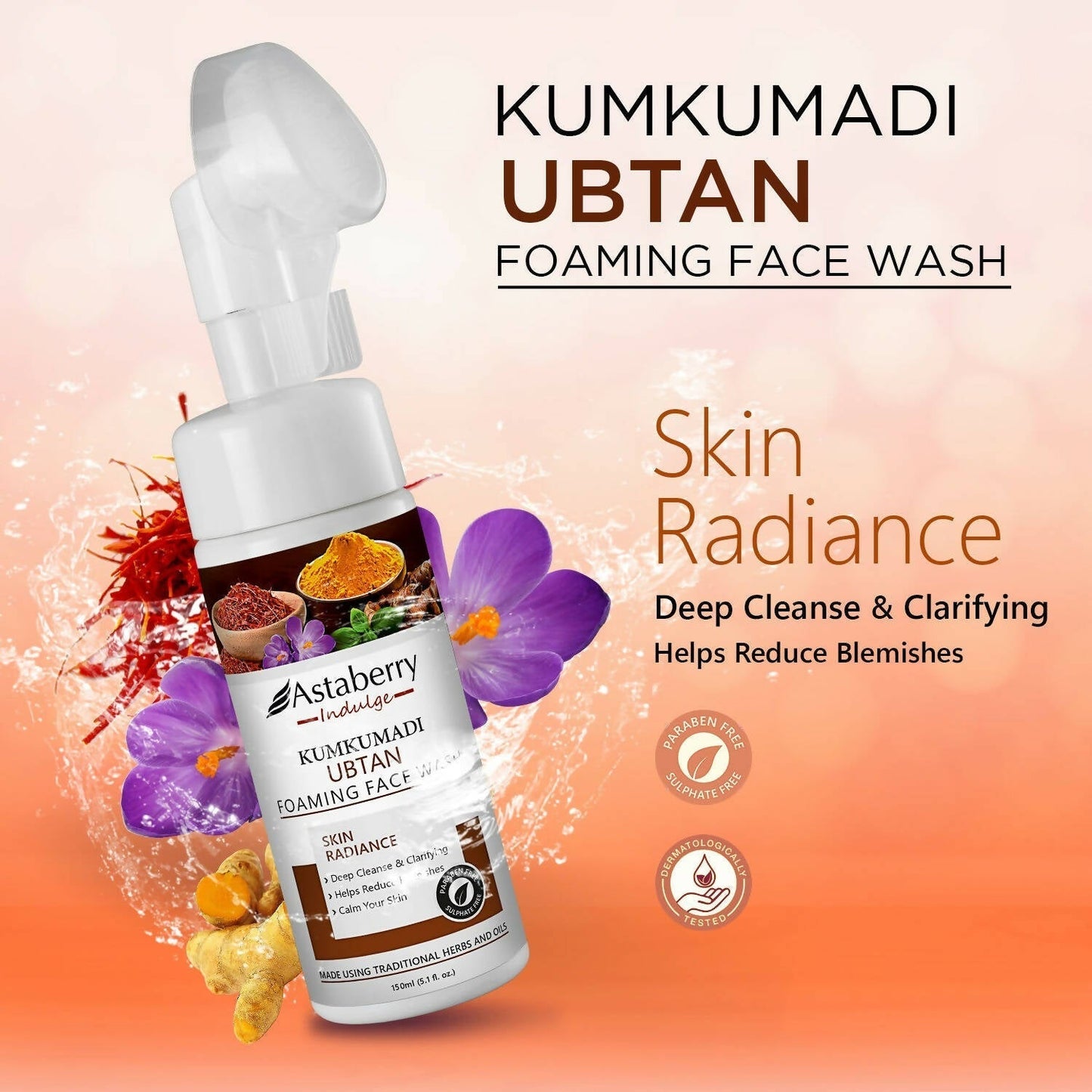 Astaberry Indulge Kumkumadi Ubtan Foaming Face Wash