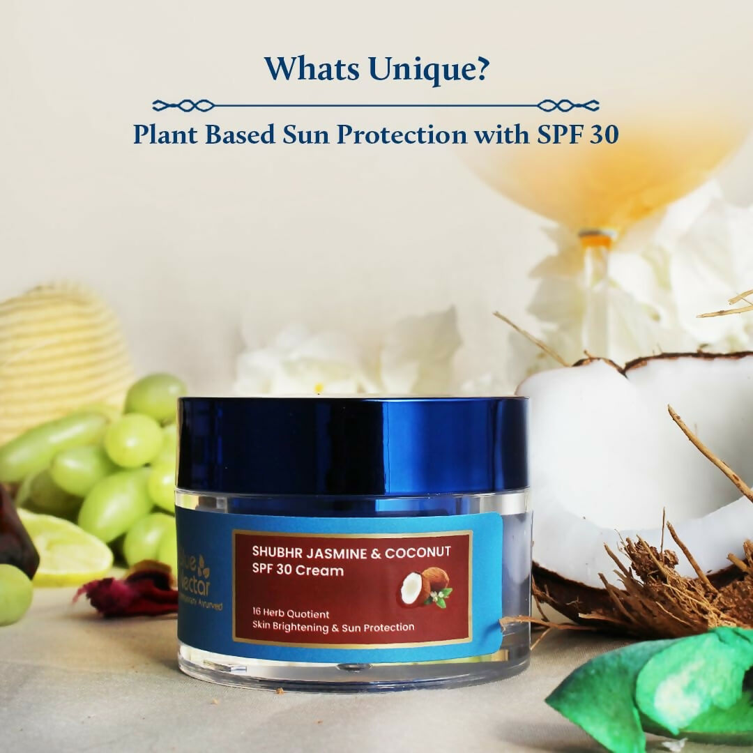 Blue Nectar Shubhr Jasmine & Coconut SPF 30 Sunscreen Face Cream for Plant Based Sun Protection