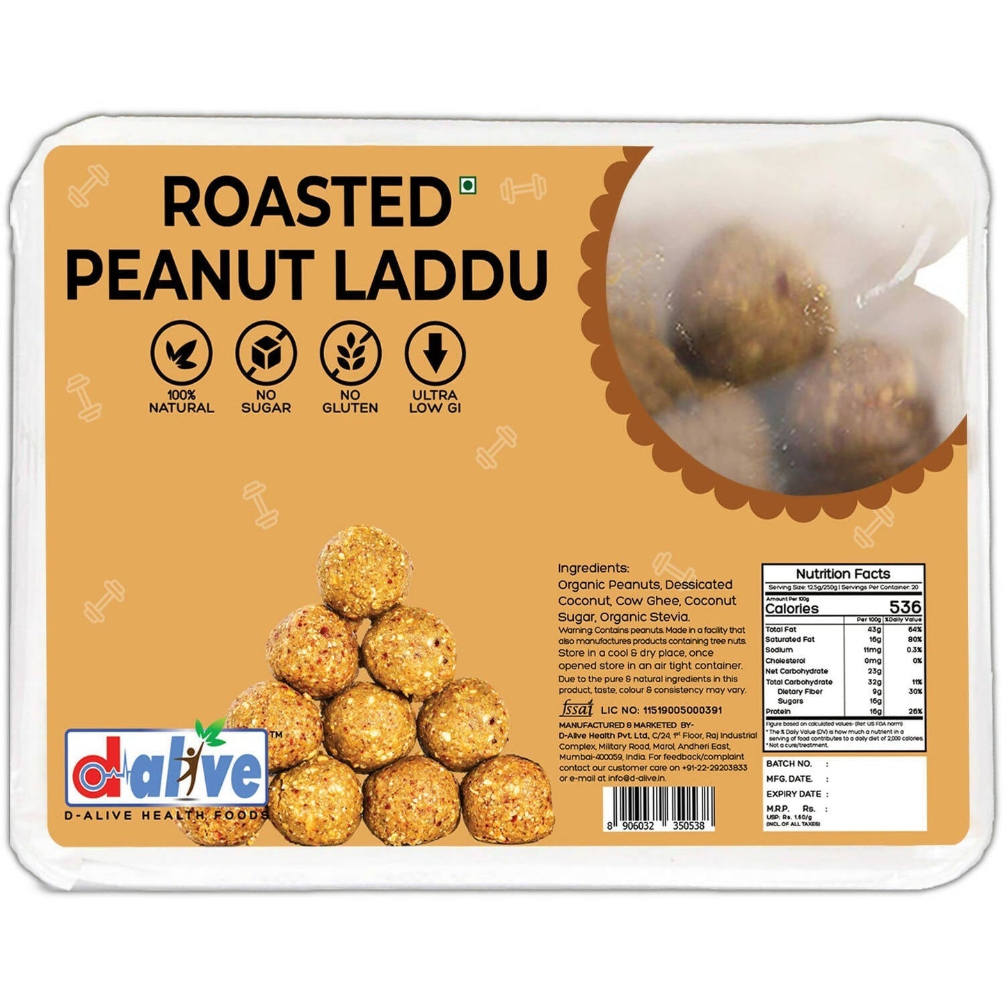 D-Alive Roasted Peanut Laddu 