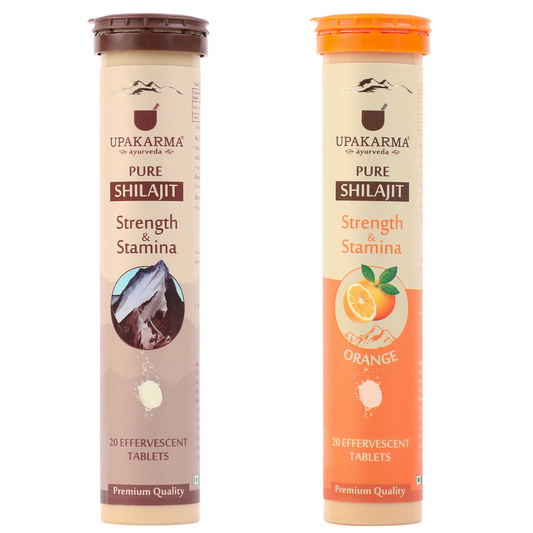 Upakarma Ayurveda Pure SJ Effervescent Tablets in 2 Unique Flavors (Pure SJ & Orange) Combo TrueCure