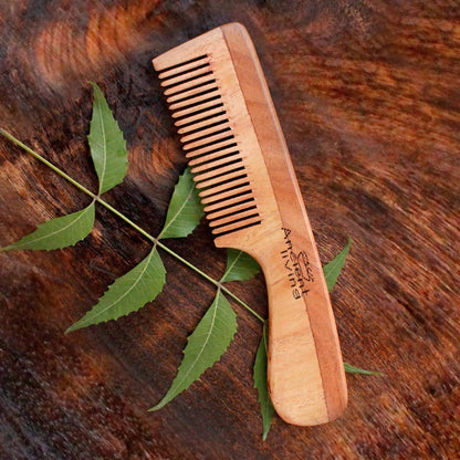 Ancient Living Neem Wood Comb With Handle