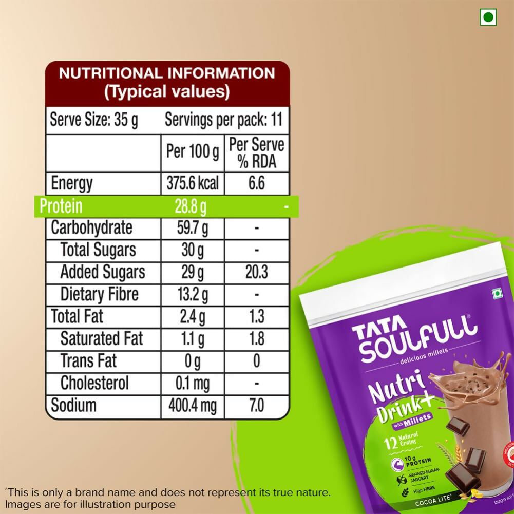 Tata Soulfull Nutri Drink+ With Millets - Cocoa Lite Flavor