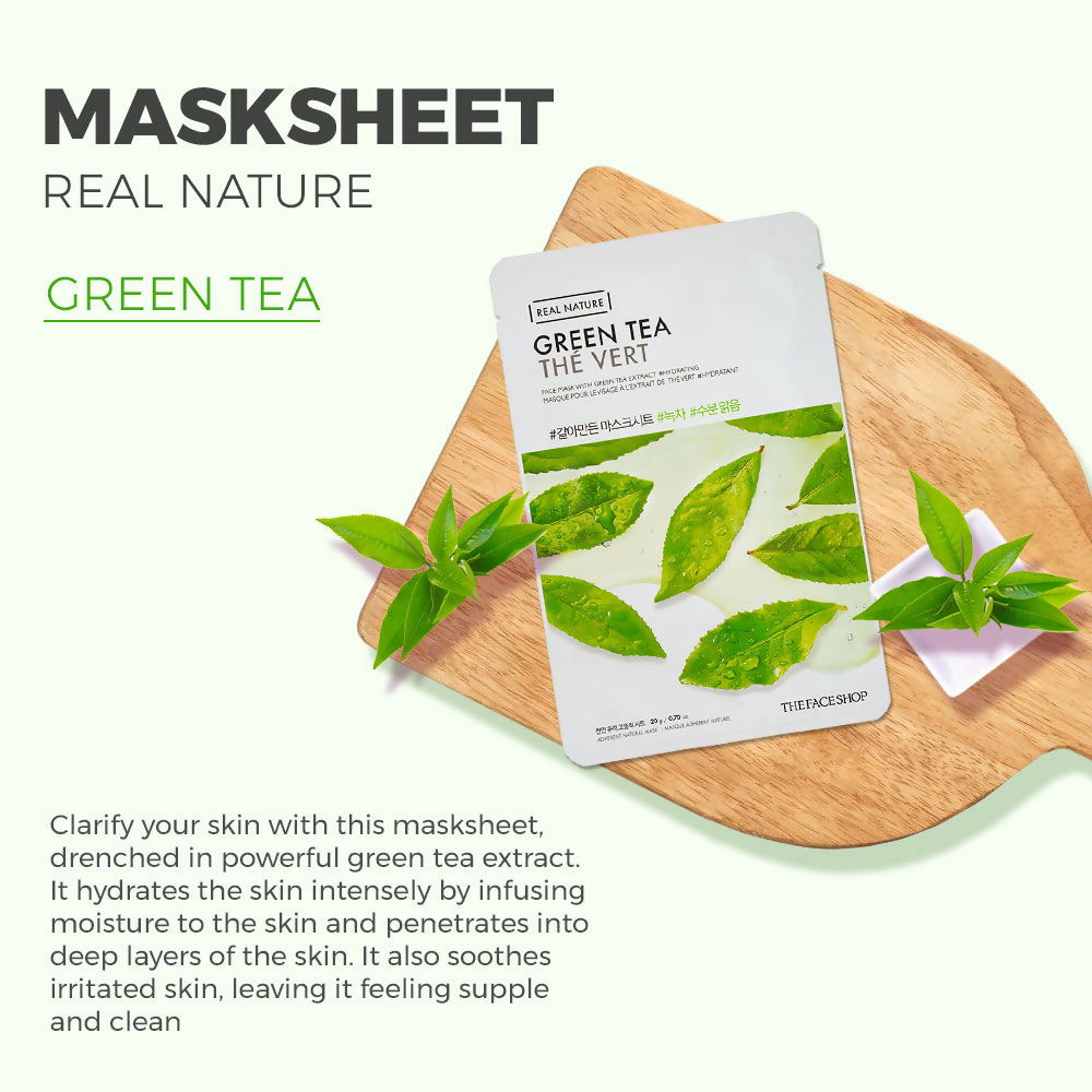 The Face Shop Real Nature Green Tea Face Mask - Korean Skincare