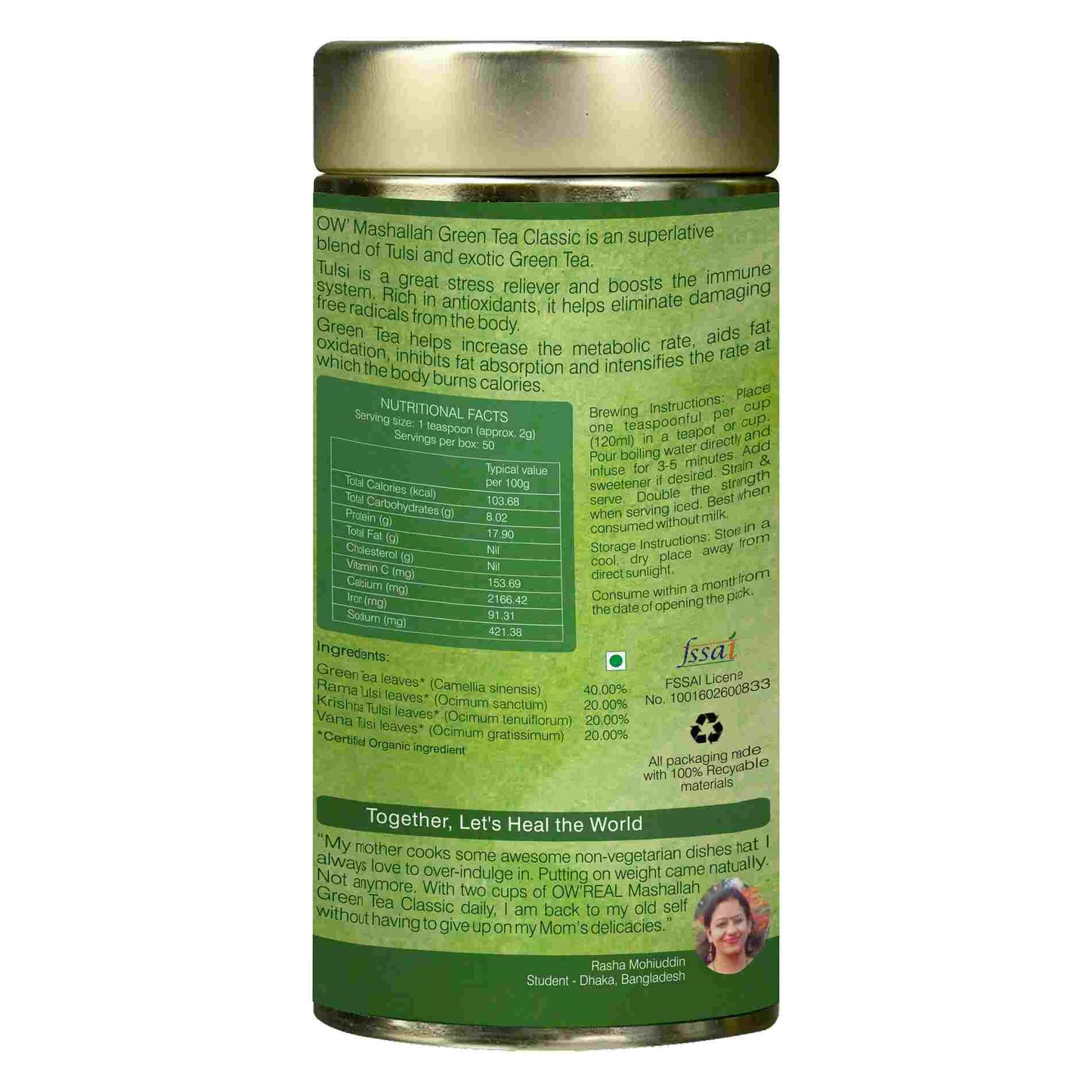 Organic Wellness Mashallah Green Tea Classic Tin Pack