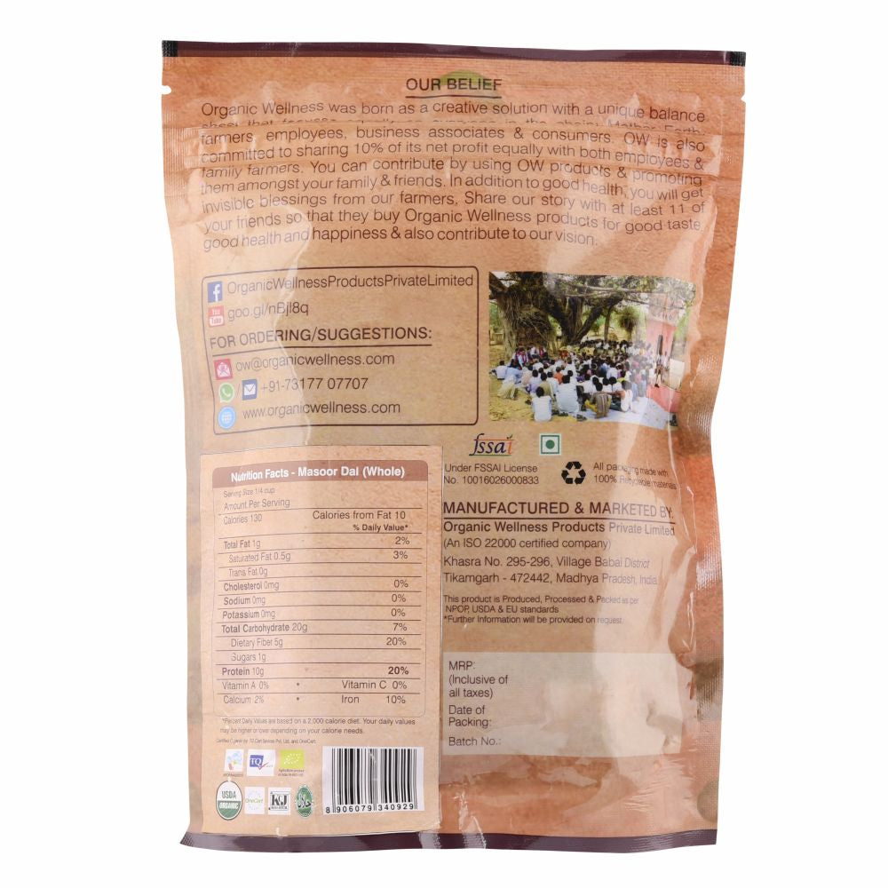 Organic Wellness Masoor Dal Whole