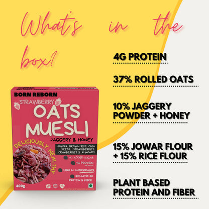 Born Reborn Strawberry Oats & Millets Muesli with Honey and Jaggery