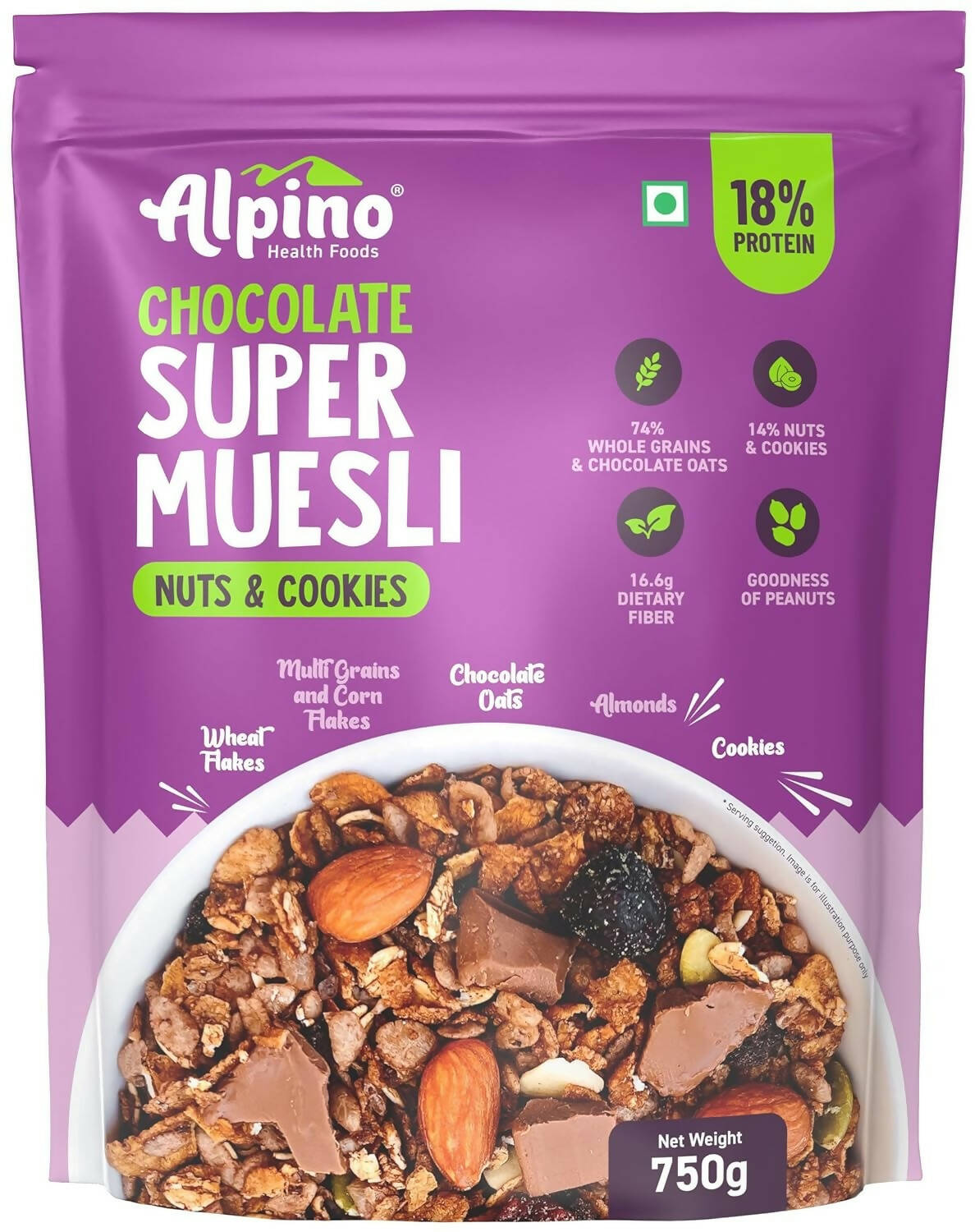 Alpino Chocolate Super Muesli Nuts & Cookies TrueCure